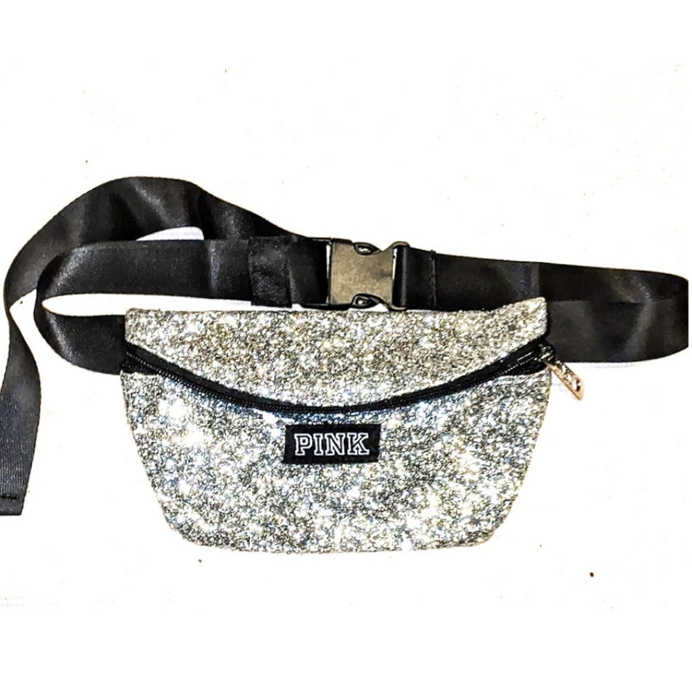 2 LEFT! ✨⏳✨VS PINK Women's Fanny Pack Platinum Silver Glitter - Picture 3 of 3